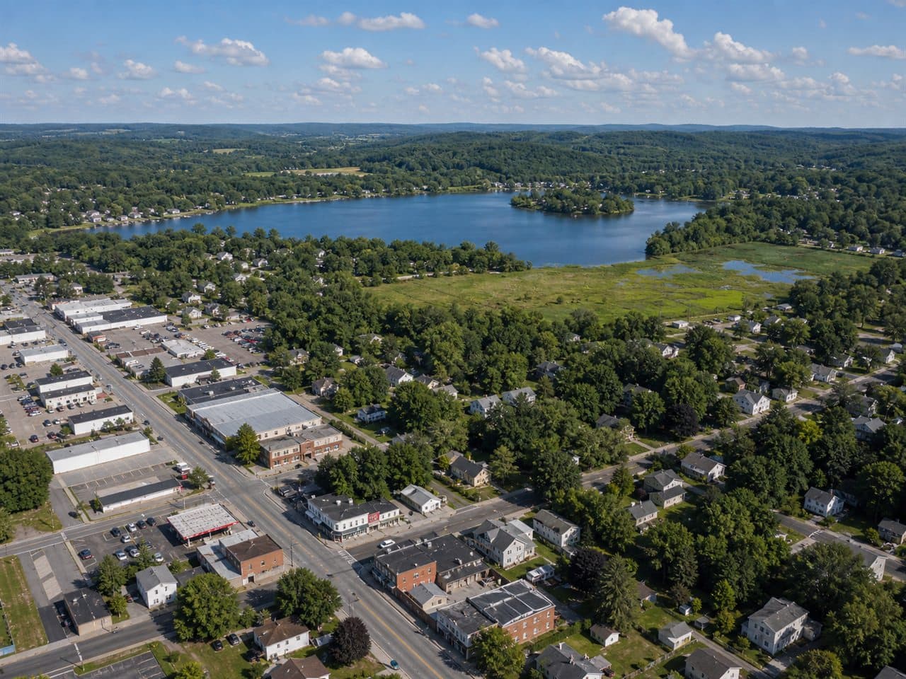 Edinboro Lake and nearby homes in Edinboro, PA