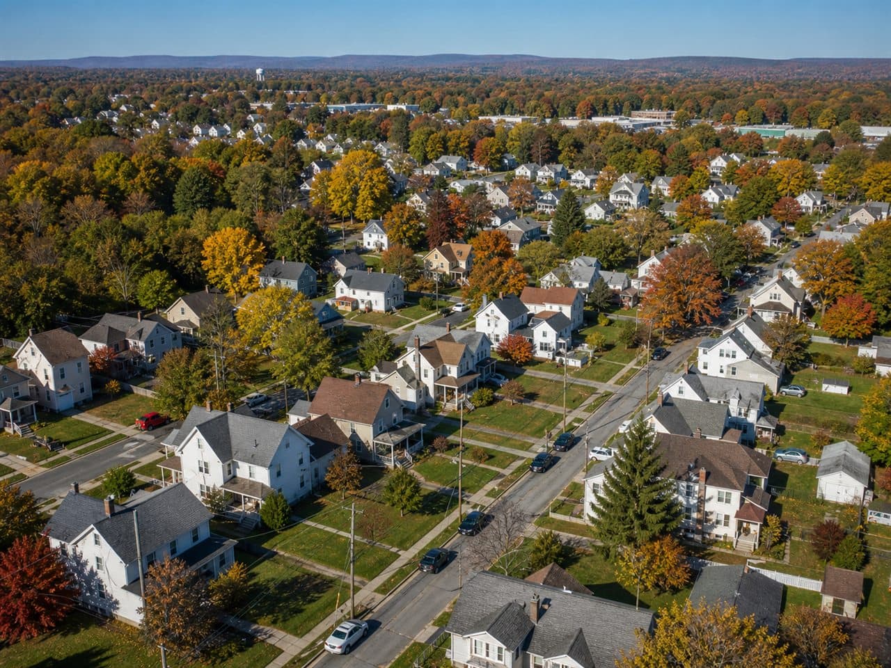 Wooded residential street in Fairview, PA
