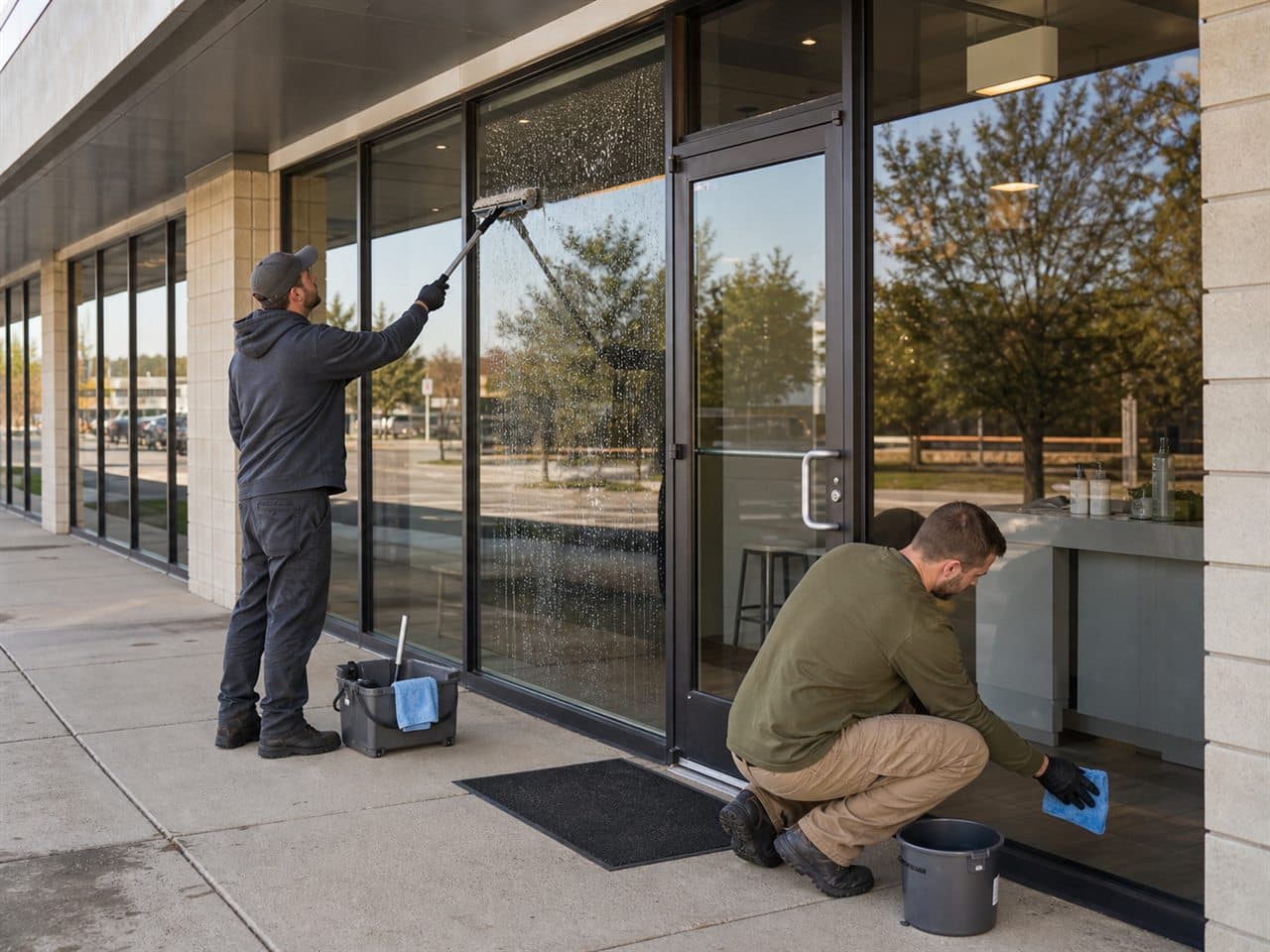 Retail storefront in Erie, PA with clean glass and entry