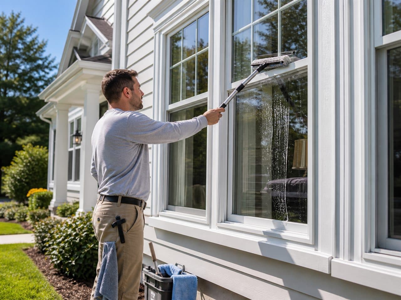 Clean residential windows after a Brio Property Care visit in Erie, PA